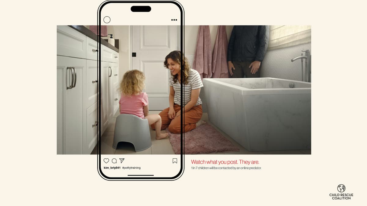 Child Rescue Coalition campaign artwork warning about the risks of sharing children’s photos online