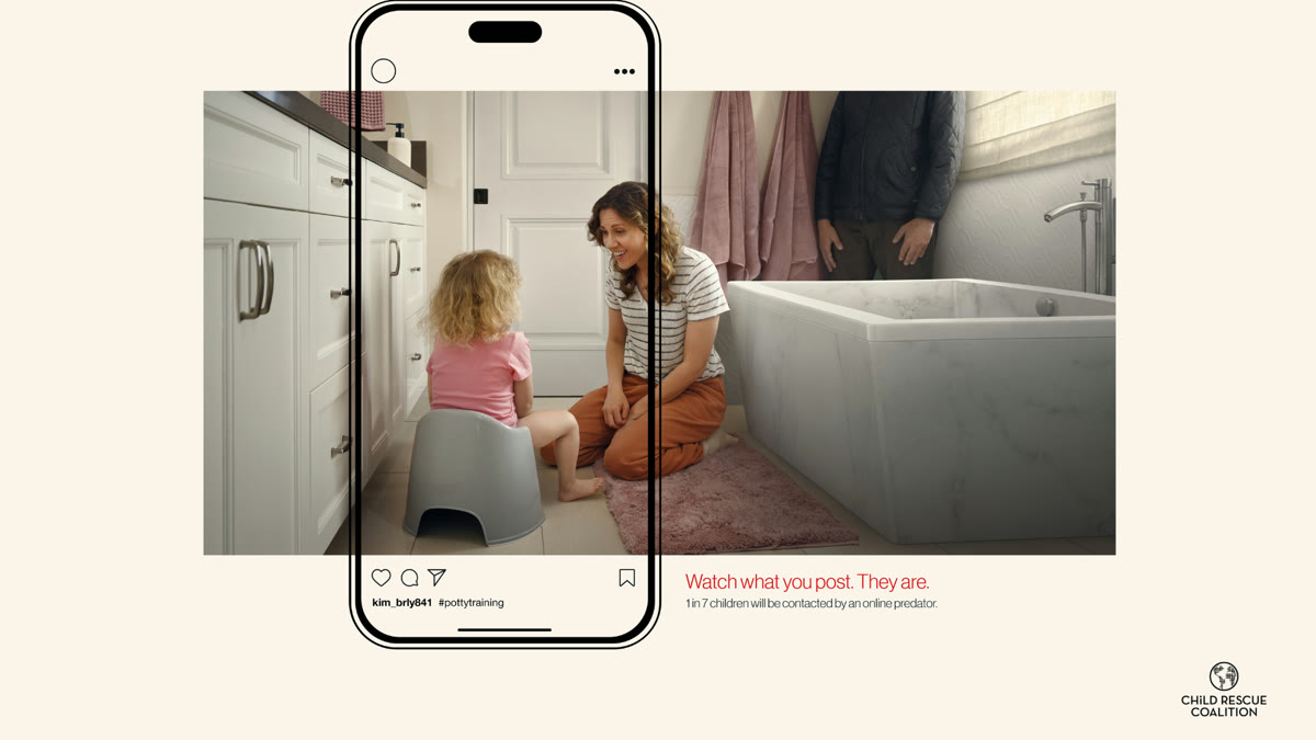 Child Rescue Coalition campaign artwork warning about the risks of sharing children’s photos online